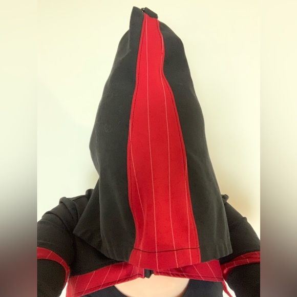 PlastikWrap Black and Red Hooded Cropped Jacket - Picture 11 of 14